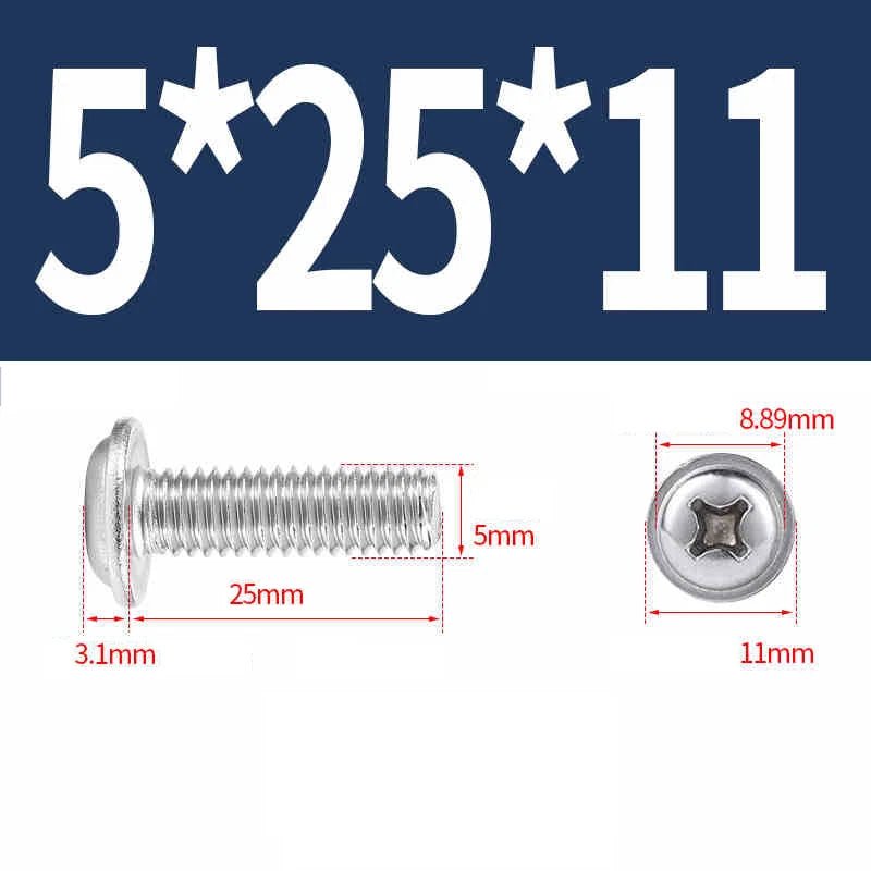 Phillips Flanged Pan Head Machine Screws 316 Stainless Steel M3 M4 M5 M6 - HomeDIYer