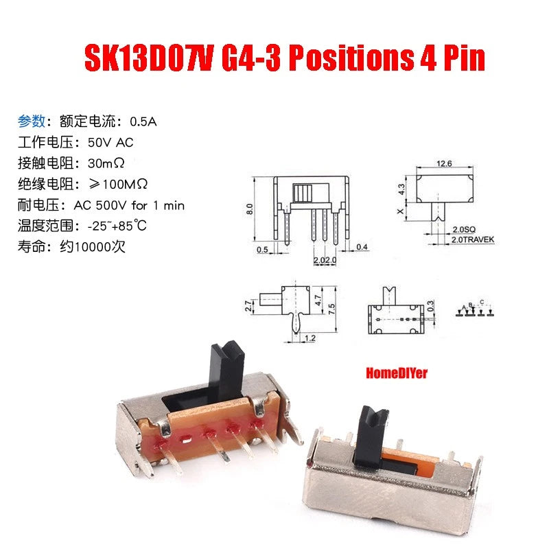 Miniature Slide Switch SS SK Series — 2/3 Position, 3–8 Pin Toggle Switches