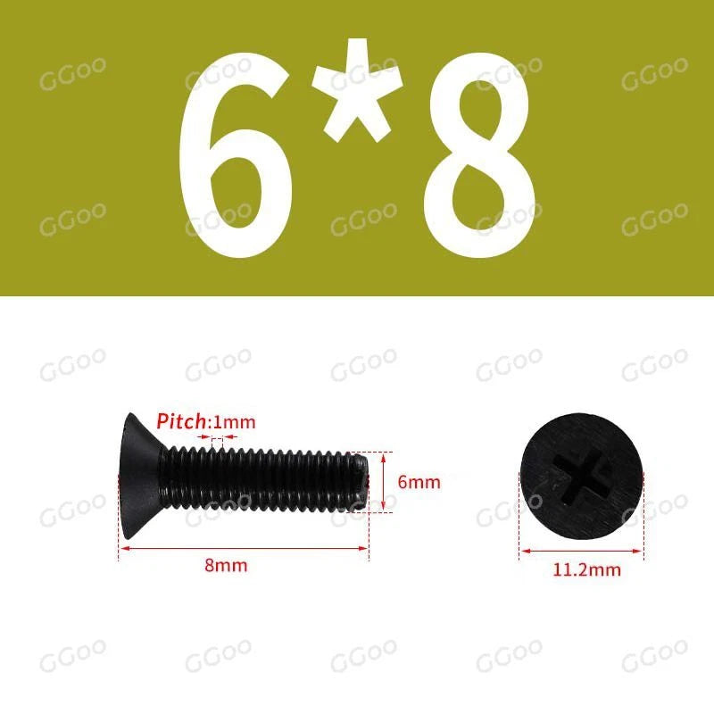 Nylon Countersunk Phillips Screws M2.5–M8, PA66 Non-Conductive Corrosion-Free