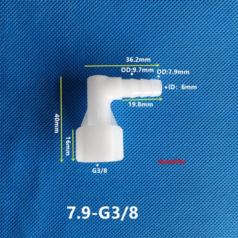 90° Elbow Plastic Female Thread Barbed Connectors Pipe Hose Water Reducer Joiner