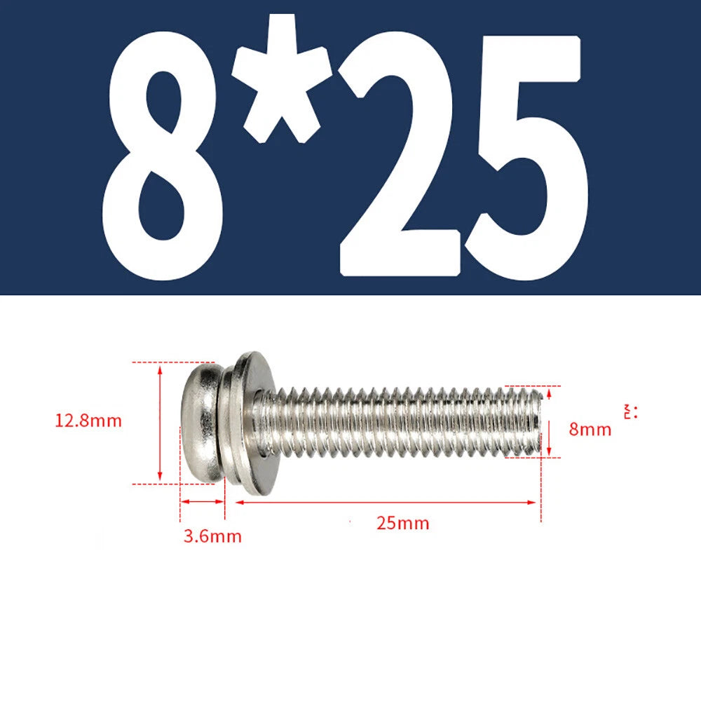 M5–M8 Phillips Pan Head Screws with Flat Washer – Nickel Plated or Black Zinc, Carbon Steel