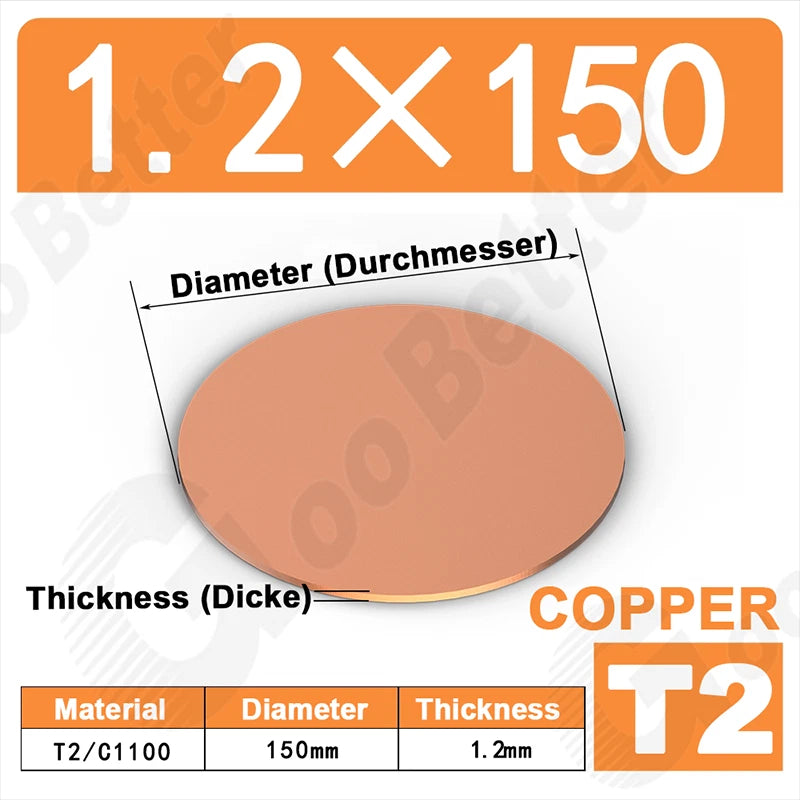 Solid Pure Copper Discs Blank Metal Round Sheet Plate Thick 0.5-3mm Dia 20-100mm