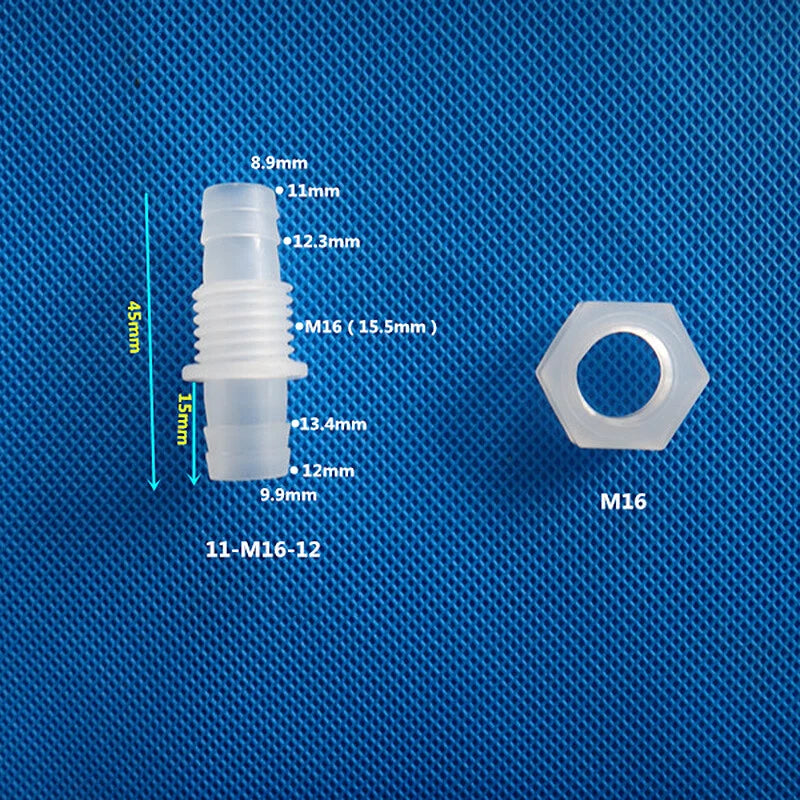 Bulkhead Straight Plastic Hose Connector with Nut — Barbed Thread Pipe Fitting
