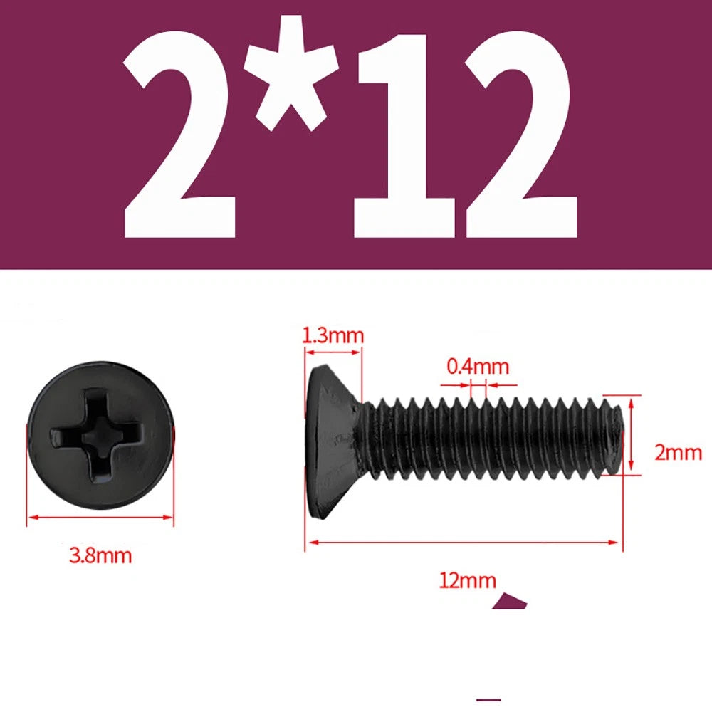 Black Phillips Flat Head Countersunk Machine Screws — Carbon Steel M1–M6