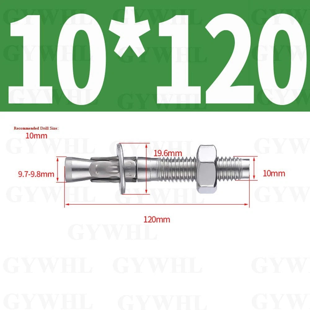 Hex Head Expansion Anchor Bolts — M6 to M20, Stainless Steel A2 & Zinc Plated, Extra Long