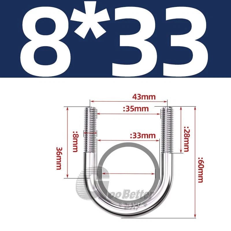 Square U - Bolts Stainless Steel — M6 to M24 | 304 A2 & 316 A4 Marine Grade - HomeDIYer