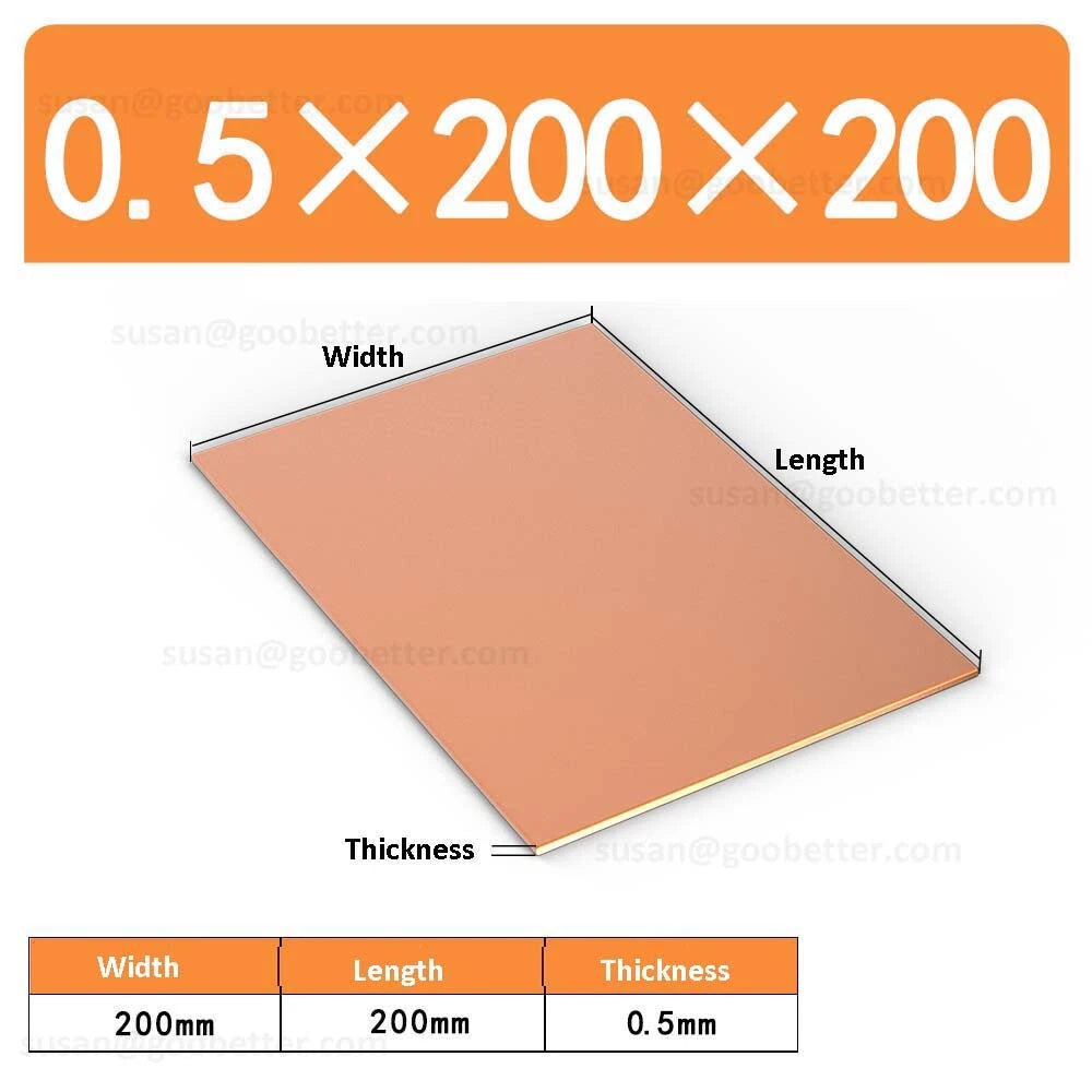 Natural Copper Sheet Metal guillotine cut - 0.3mm to 6.0mm - Multiple Sizes