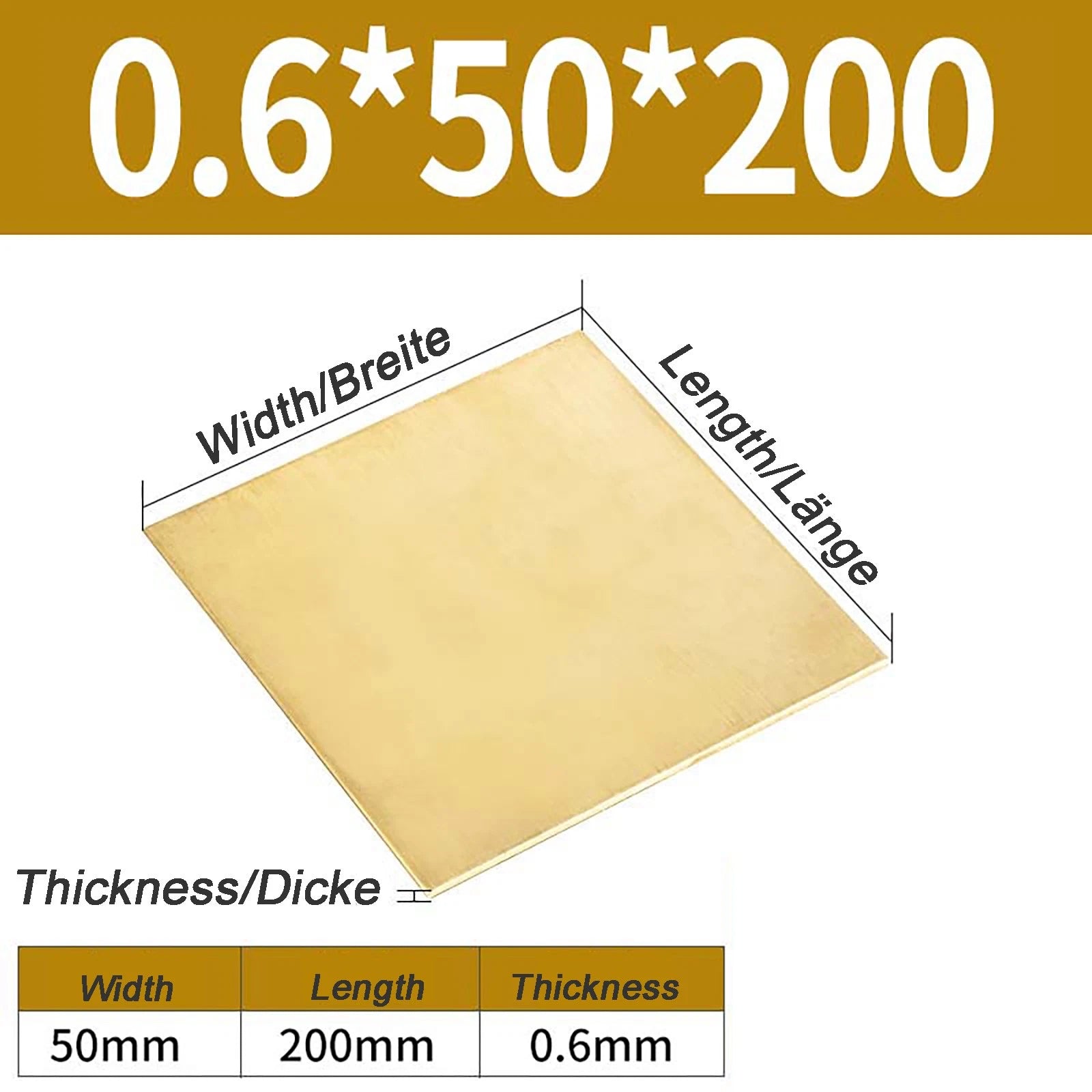 Natural Brass Sheet Metal guillotine cut - 0.3mm - 3.0mm - Multiple Sizes