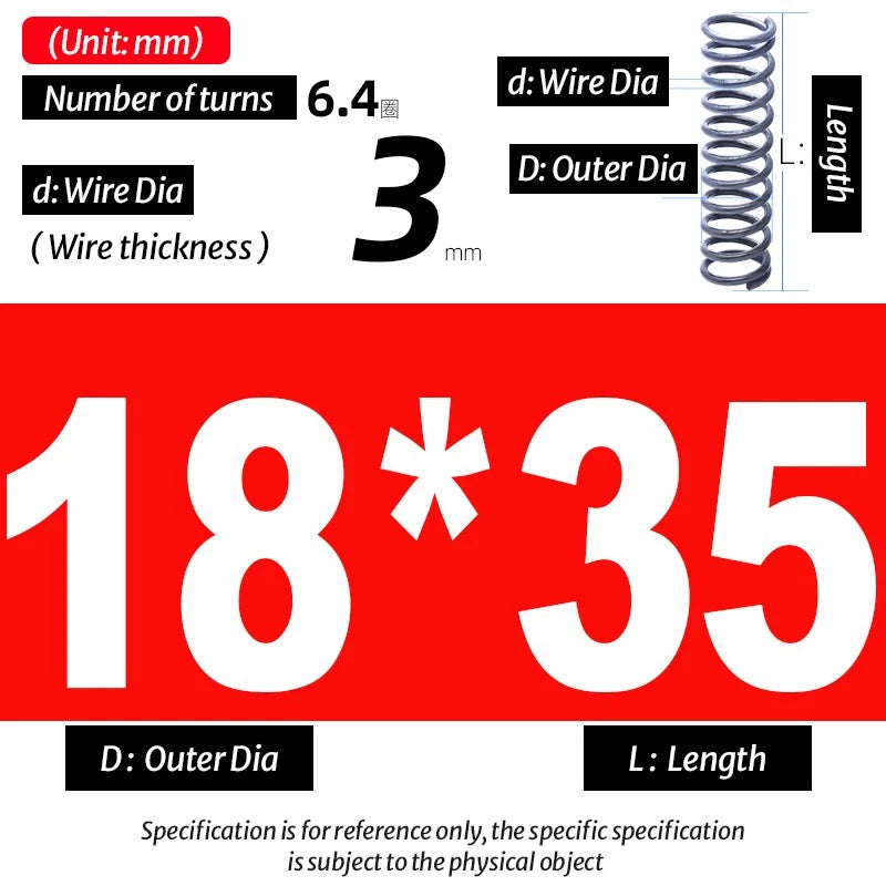 Compression Spring Pressure Big, Wire Dia 3.0mm Diameter 16-40mm Length 20-200mm