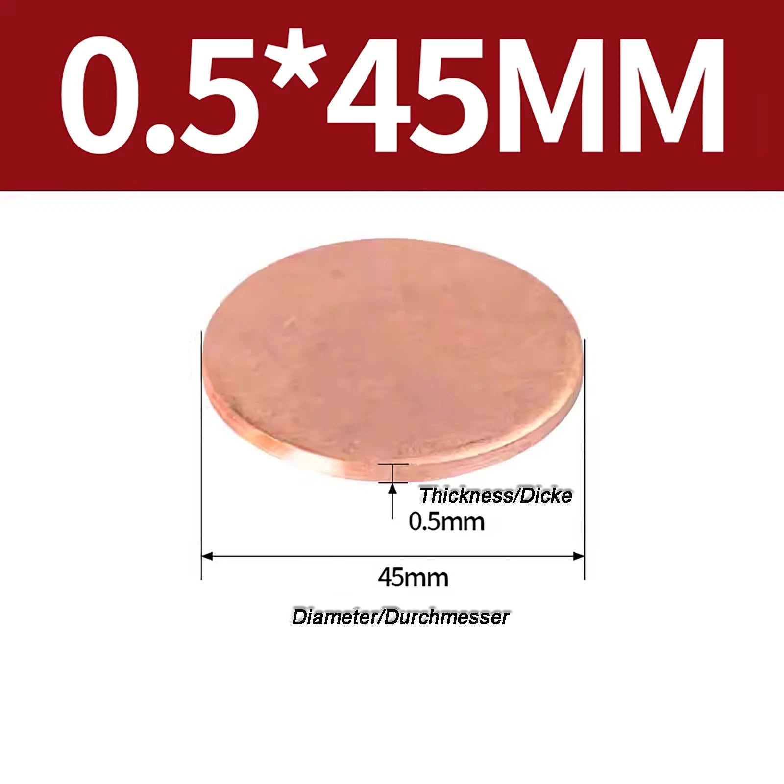 Solid Pure Copper Discs Blanks Round Plate Metal Sheet Thick 0.3~6mm Ø10mm~150mm