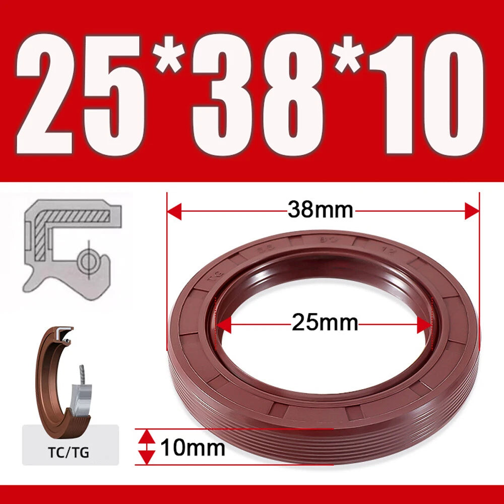 TC/TG Dual Lip FKM Oil Seal — Metric Rotary Shaft Sealing Ring, ID 25–50mm