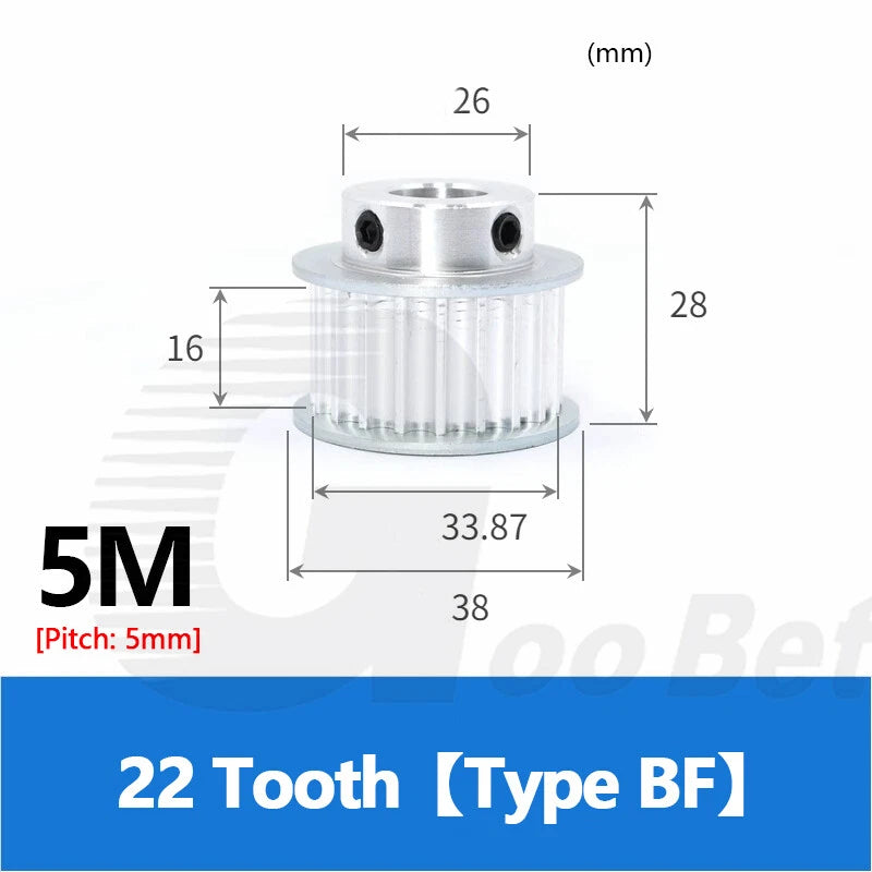 5M 15mm Timing Belt Drive Pulley 5mm Pitch 10-40 Tooth 4-25mm Bore HTD Aluminium
