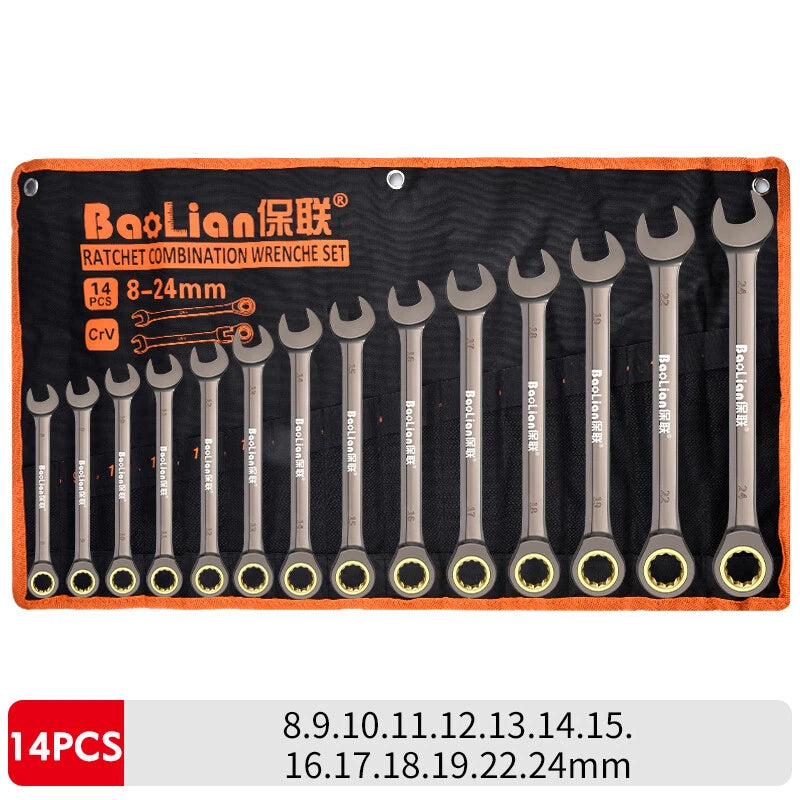 Ratchet Spanner Combination Fixed & Flexi 6 - 32mm Different Sizes Tool Wrench