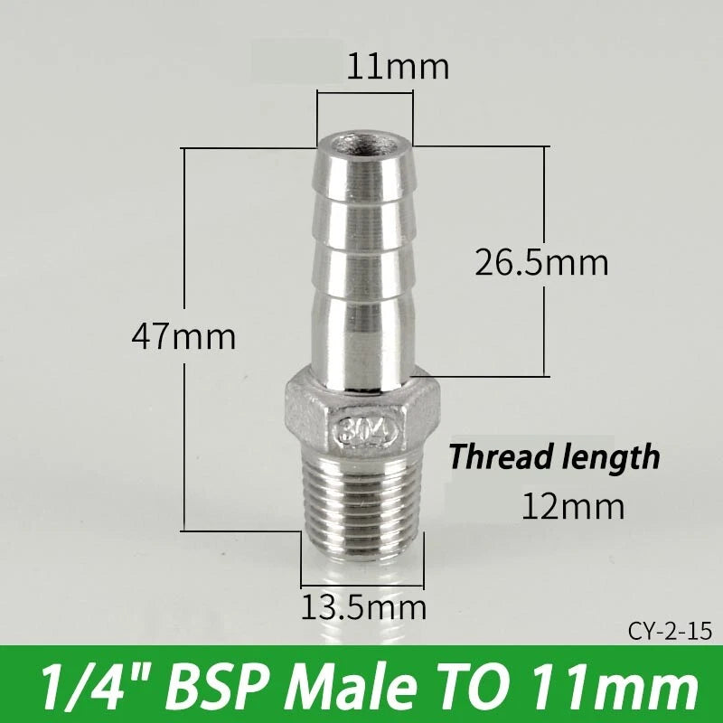 Stainless Steel Hosetails,Bsp Thread Hose Tail Barb Connector 1 8-1" Female Male