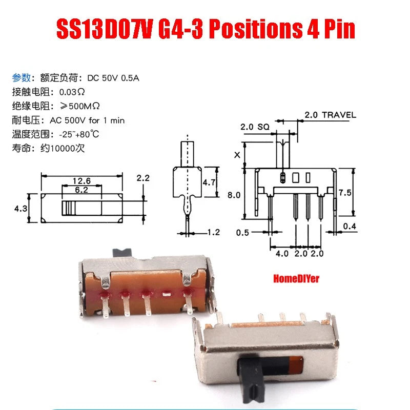 Miniature Slide Switch SS SK Series — 2/3 Position, 3–8 Pin Toggle Switches