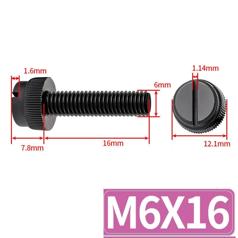 Black Nylon Thumb Screws — PA66 Knurled Slotted Head, M3 M4 M5 M6 M8