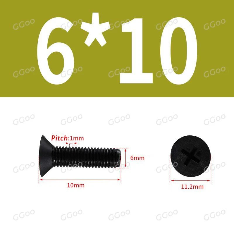 Nylon Countersunk Phillips Screws M2.5–M8, PA66 Non-Conductive Corrosion-Free