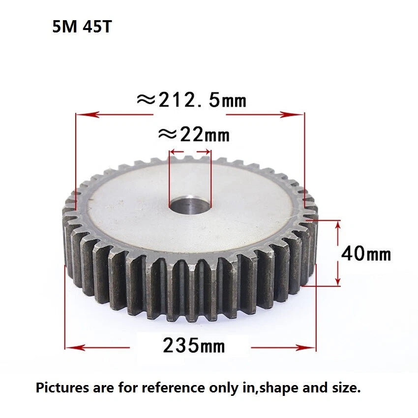 5 Modulus 10-70Tooth Spur Gears 45# Steel Thickness 40mm Motor Power Drive Gear