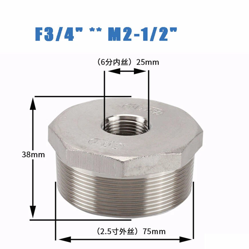 BSP Male to Female Reducing Bush Stainless Steel Pipe Fitting Adapter