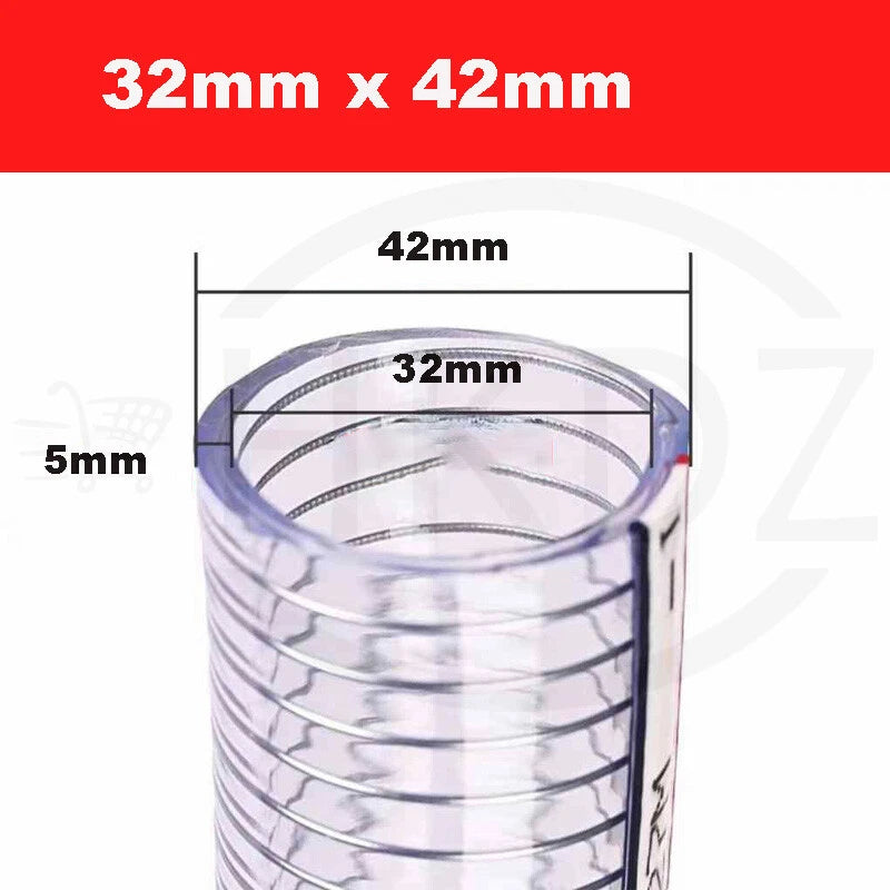 Wire Reinforced Clear PVC Hose Pipe — Heavy Duty, Flexible, Water Air Fuel