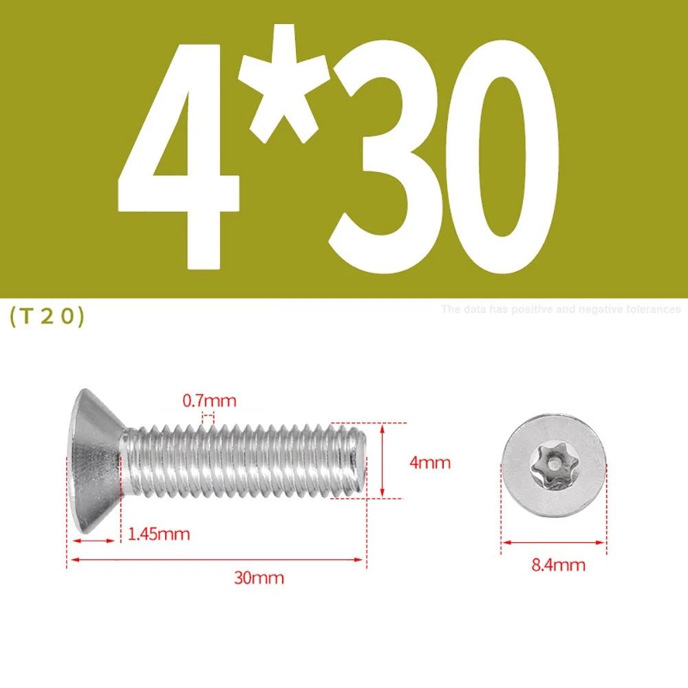 M3–M8 Pin Torx Countersunk Flat Head Machine Screws | A2 Stainless Steel - HomeDIYer