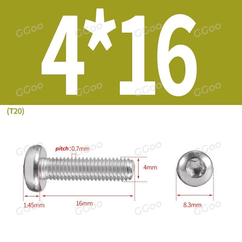 A2 Stainless Steel Torx Pan Head Machine Screws — M2 to M8, Six-Lobe Drive