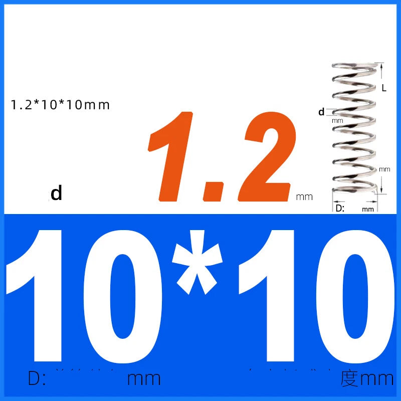 Compression Spring 1.2mm Wire Dia 8mm - 13mm OD Small Pressure Springs