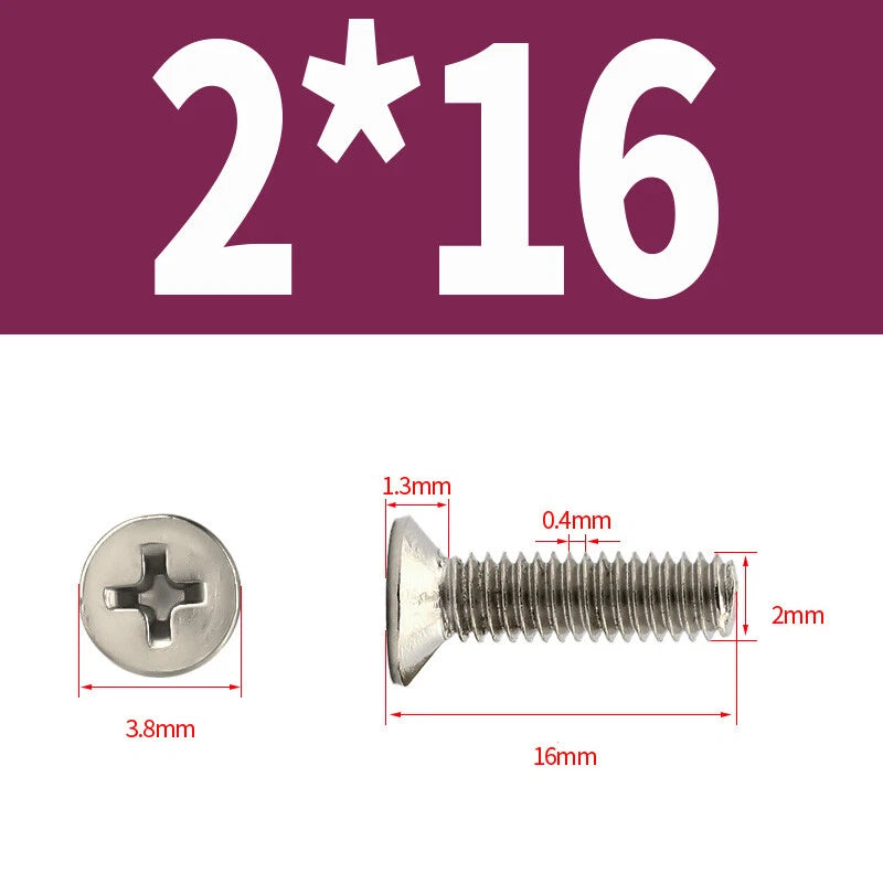 Phillips Machine Screws Countersunk Nickel Plated Steel DIN 965 Flat Head M1~M6