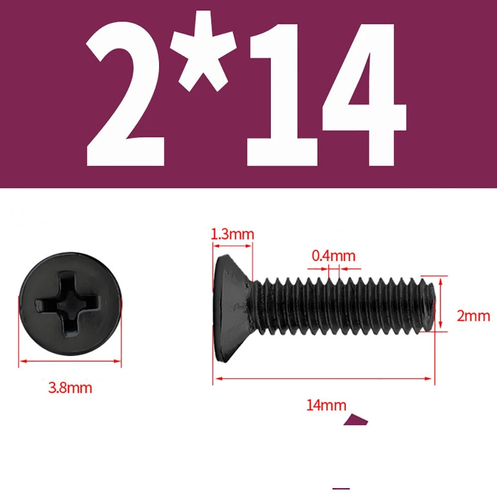 Black Phillips Flat Head Countersunk Machine Screws — Carbon Steel M1–M6