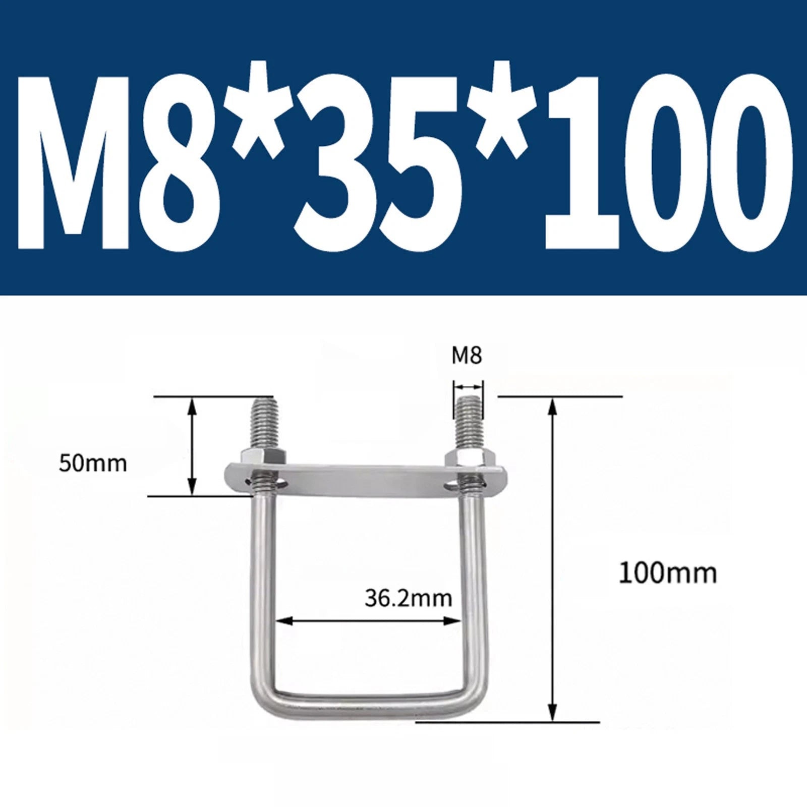 M6 M8 M10 M12 U Bolt Plates & Nuts Standard U-Bolts Stainless Steel 304 Trailer