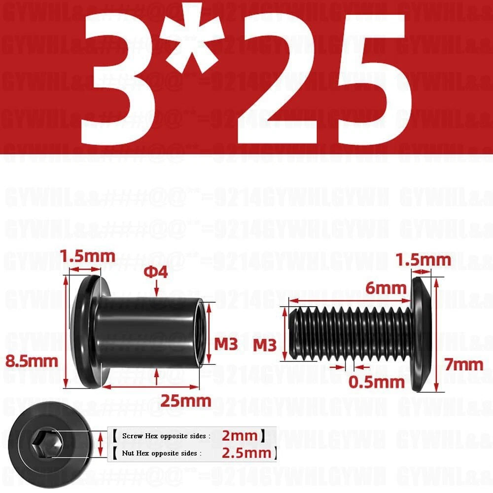 Metric Furniture Connector Bolts with End Cap Nuts — Stainless Steel M2 to M10
