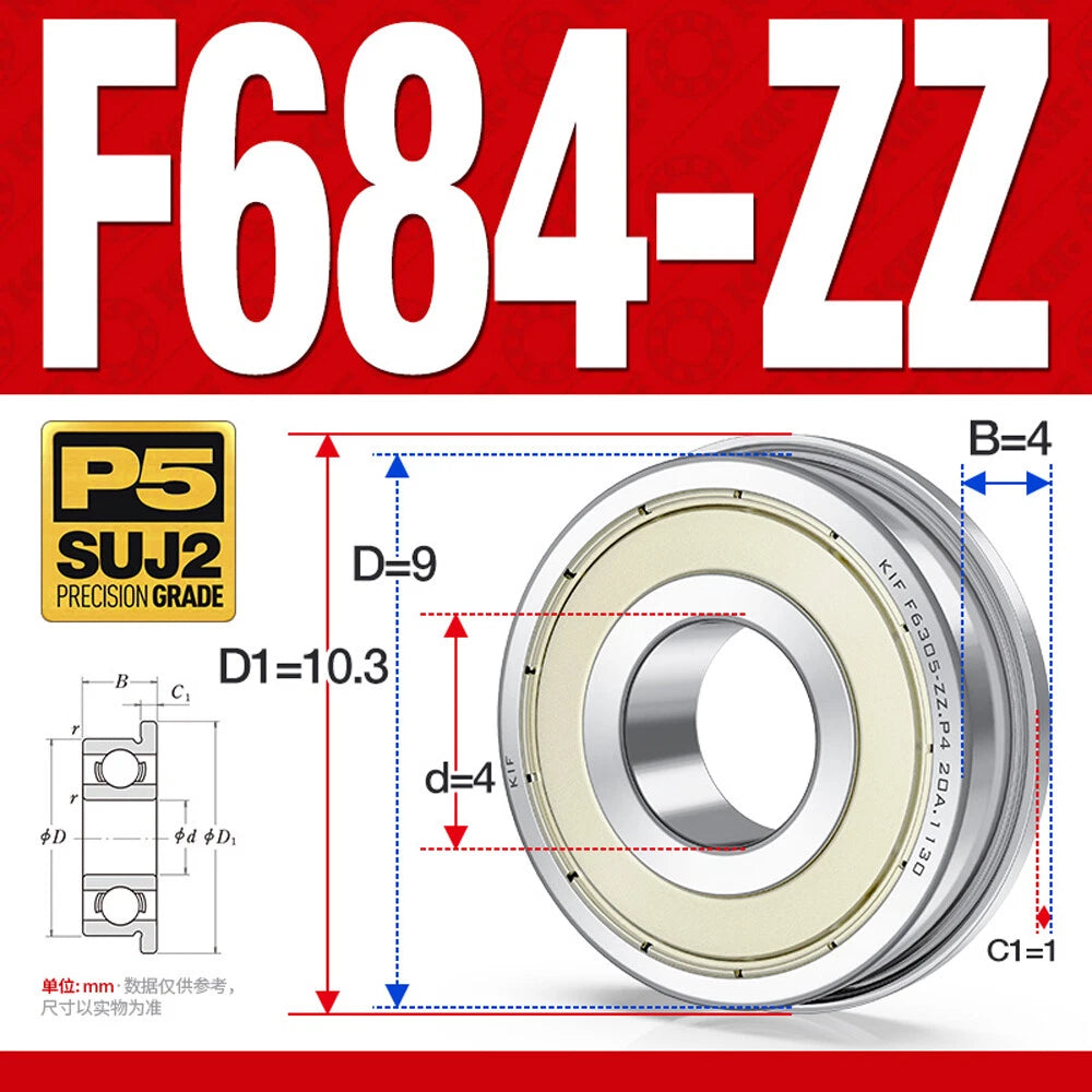 Mini Metal Shielded Flanged Ball Bearings - Model Complete Inner Diameter 2-50mm