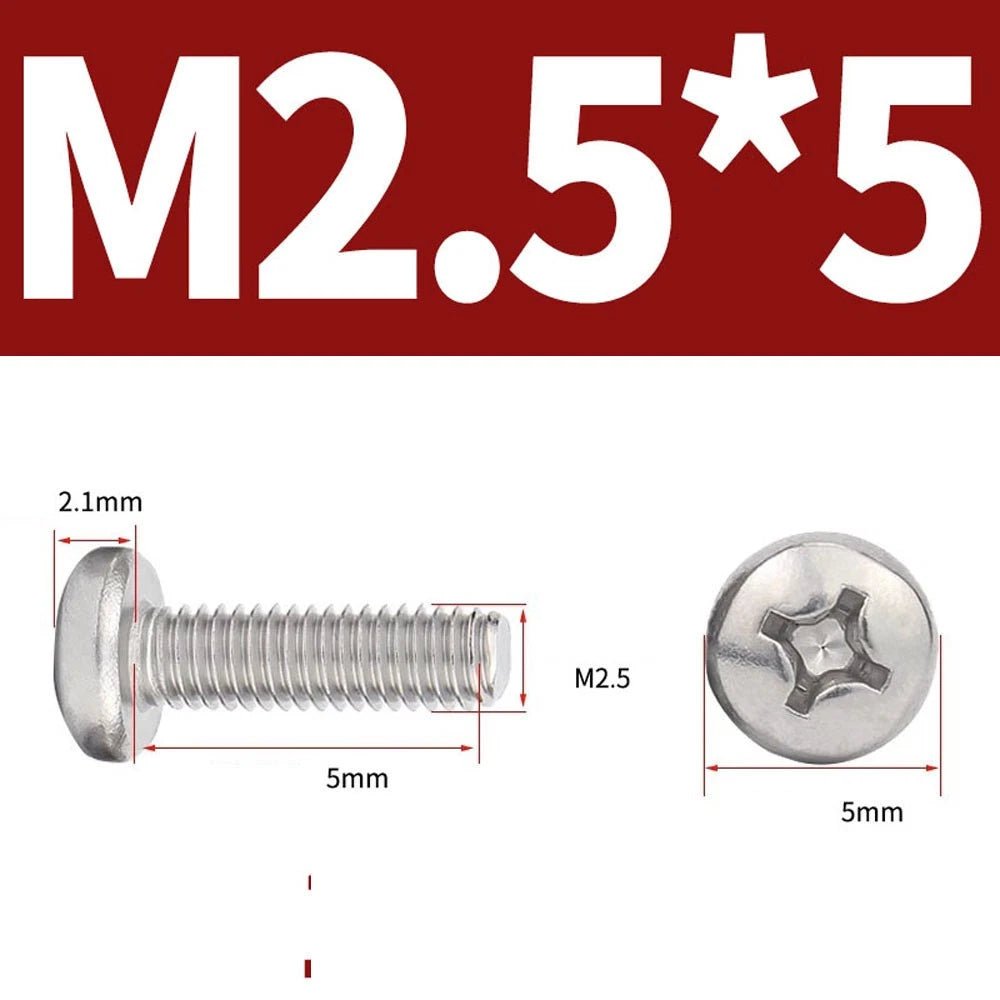 Phillips Pan Head Machine Screws — A4 Marine Grade Stainless Steel, DIN 7985 (M1.6–M10) - HomeDIYer