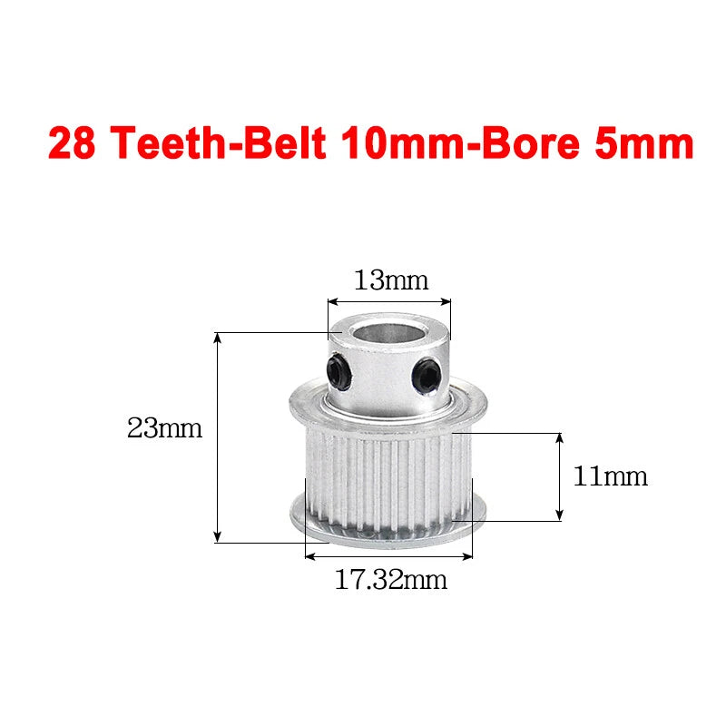 2GT Drive Pulley With Step 16 Tooth - 100 Tooth Bore 4mm - 25mm for 10mm Belt