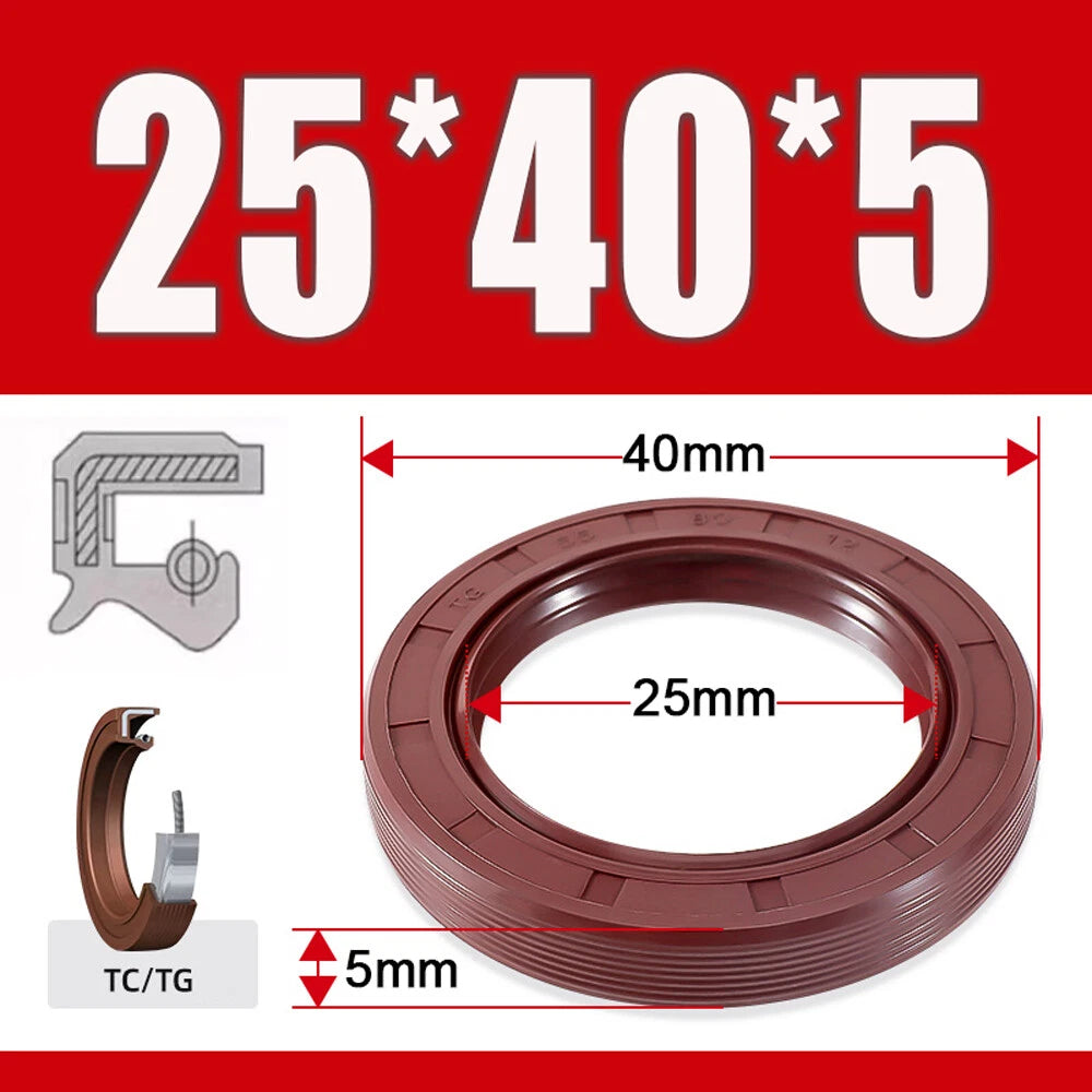 TC/TG Dual Lip FKM Oil Seal — Metric Rotary Shaft Sealing Ring, ID 25–50mm