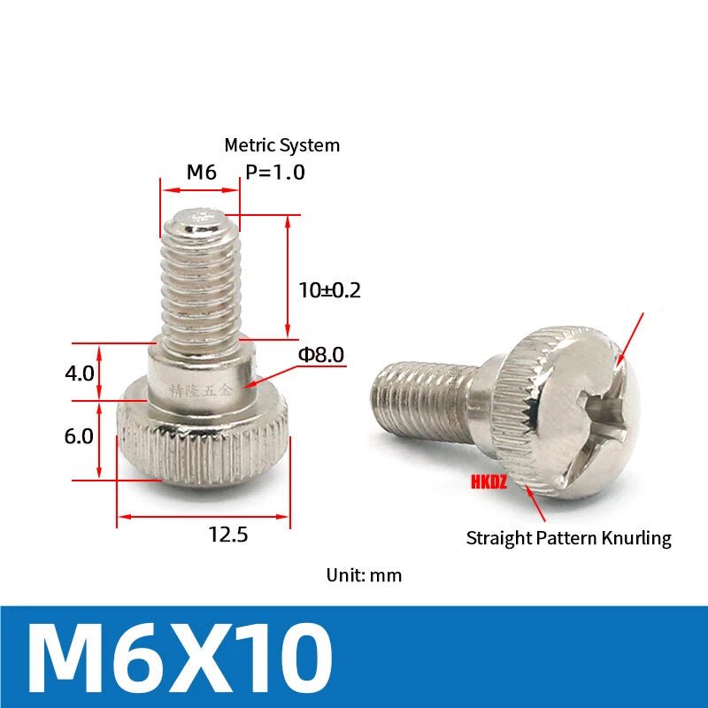 M3~M6 Phillips Carbon Steel Step Knurled Thumb Screws | Hand Grip Knob Bolts - HomeDIYer