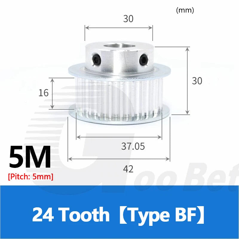 5M 15mm Timing Belt Drive Pulley 5mm Pitch 10-40 Tooth 4-25mm Bore HTD Aluminium