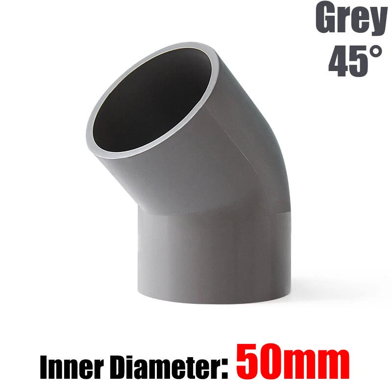 PVC Water Supply Pipe Fittings 45° Elbow Connector 20mm to 160mm White Blue Grey