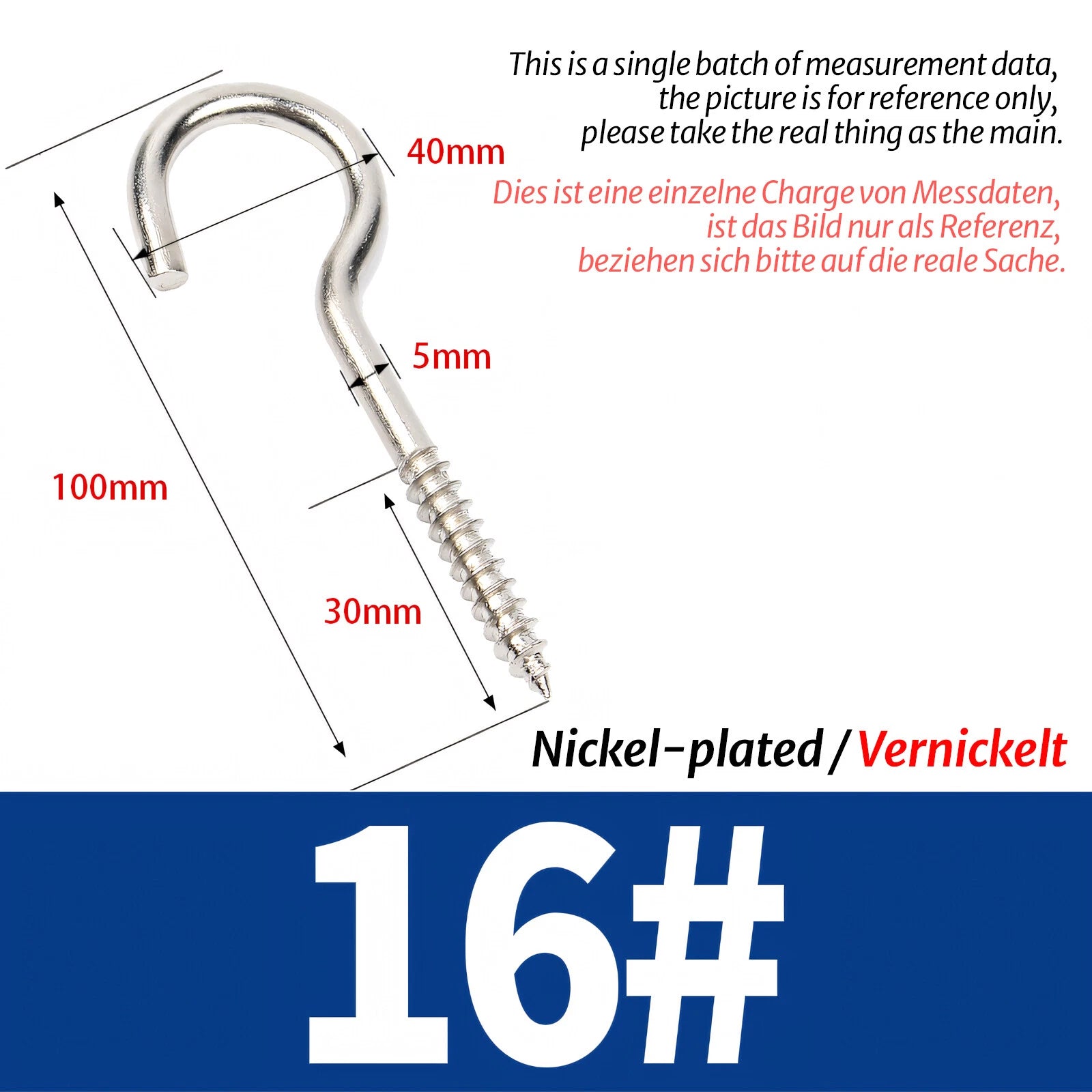 Screw-In Eye Hooks & Open Hooks — Nickel, Zinc & 304 Stainless, 16–106mm, All Sizes
