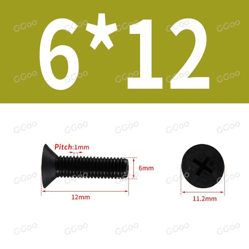 Nylon Countersunk Phillips Screws M2.5–M8, PA66 Non-Conductive Corrosion-Free