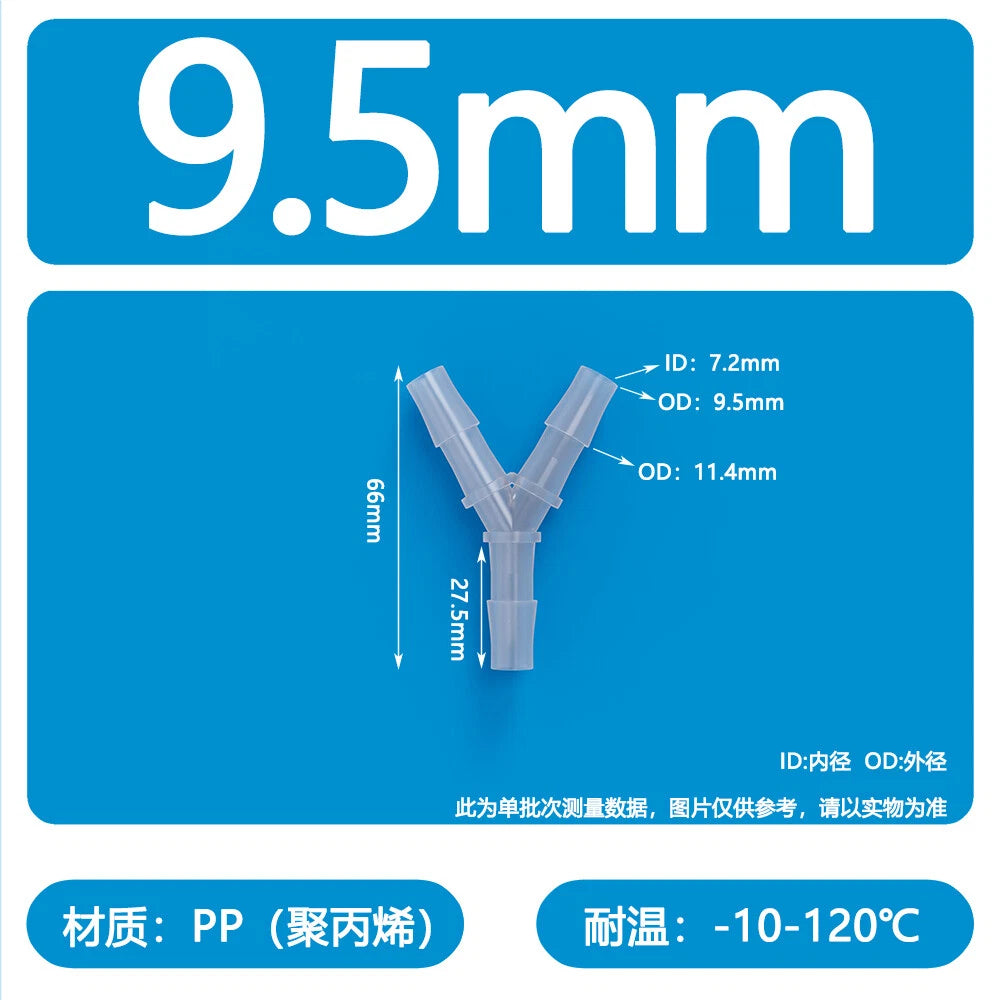 Y-Shape 3-Way Hose Connector — Barbed Fitting for Flexible Tubing