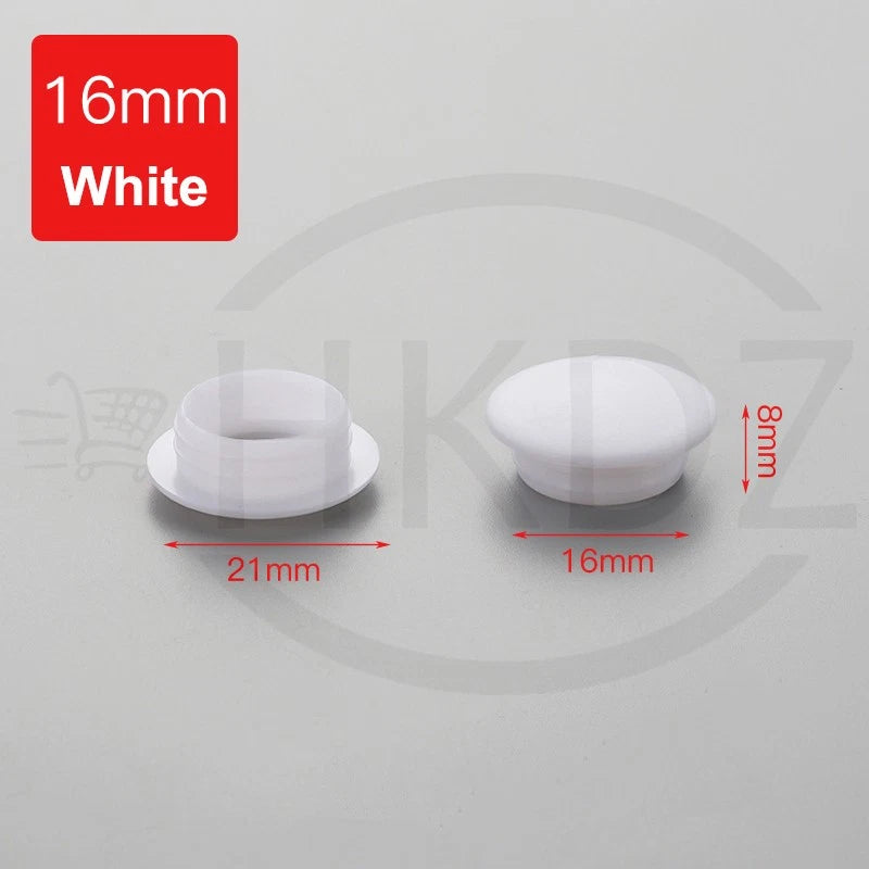 Plastic Screw Caps Covers 5–40mm – Push-in Furniture Hole Plugs, Black, White, Brown