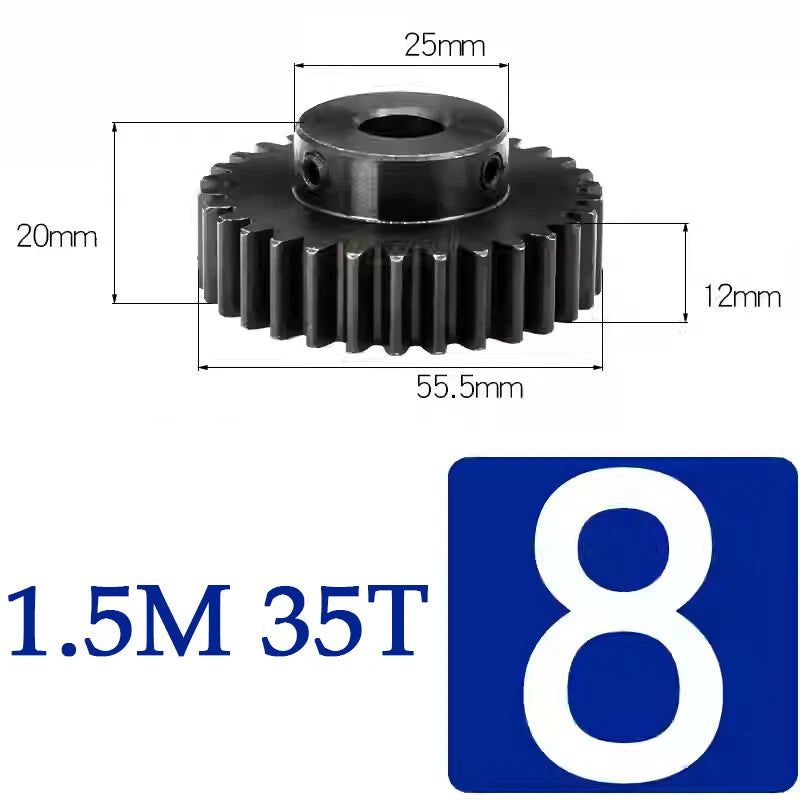 Spur Gears 1.5 Mod Transmission Gear With Step 45#Steel Pinion Motor Gear 15~50T