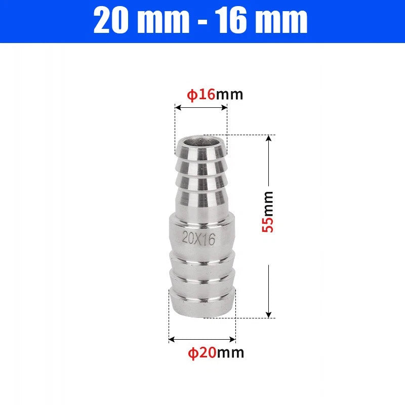 6mm~50mm Stainless Reducer Barbed Hose Joiner Connector Air Water Pipe Gas Tubi