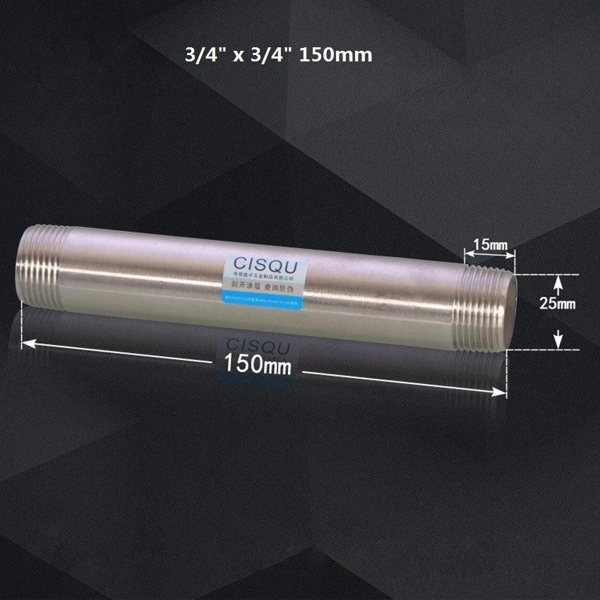 Stainless Steel BSP Male Threaded Double Nipple Pipe Extension Fitting | 1/2" 3/4" 1"