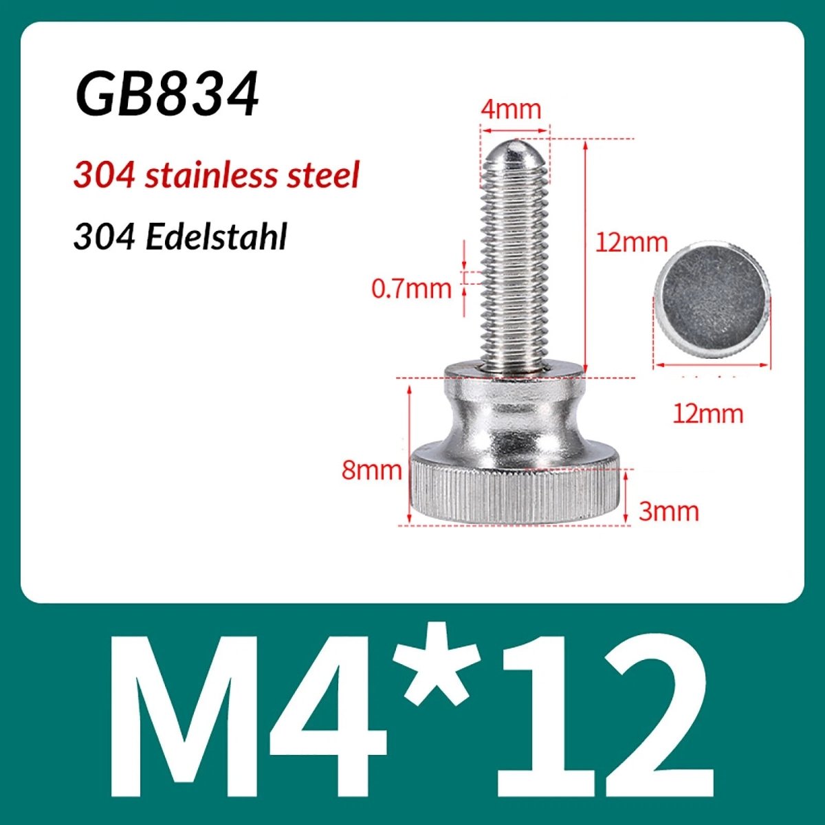A2 Stainless Steel Knurled Thumb Screws – M2 to M10, Hand Turn Knob Bolts, 4 - 60mm Lengths - HomeDIYer