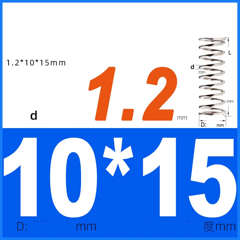 Compression Spring 1.2mm Wire Dia 8mm - 13mm OD Small Pressure Springs
