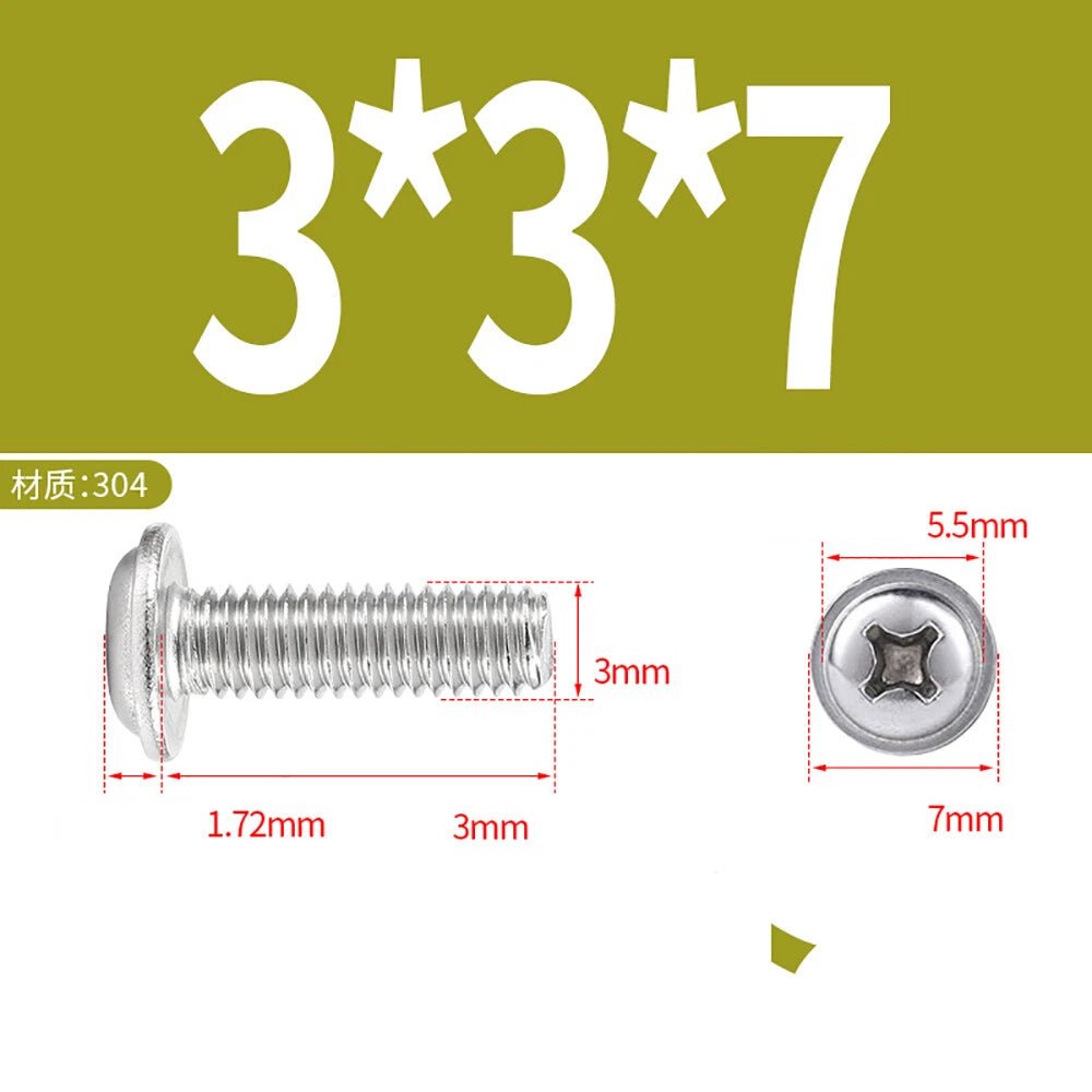 Phillips Flanged Button Head Screws M1.4–M6 | 304 Stainless Steel - HomeDIYer