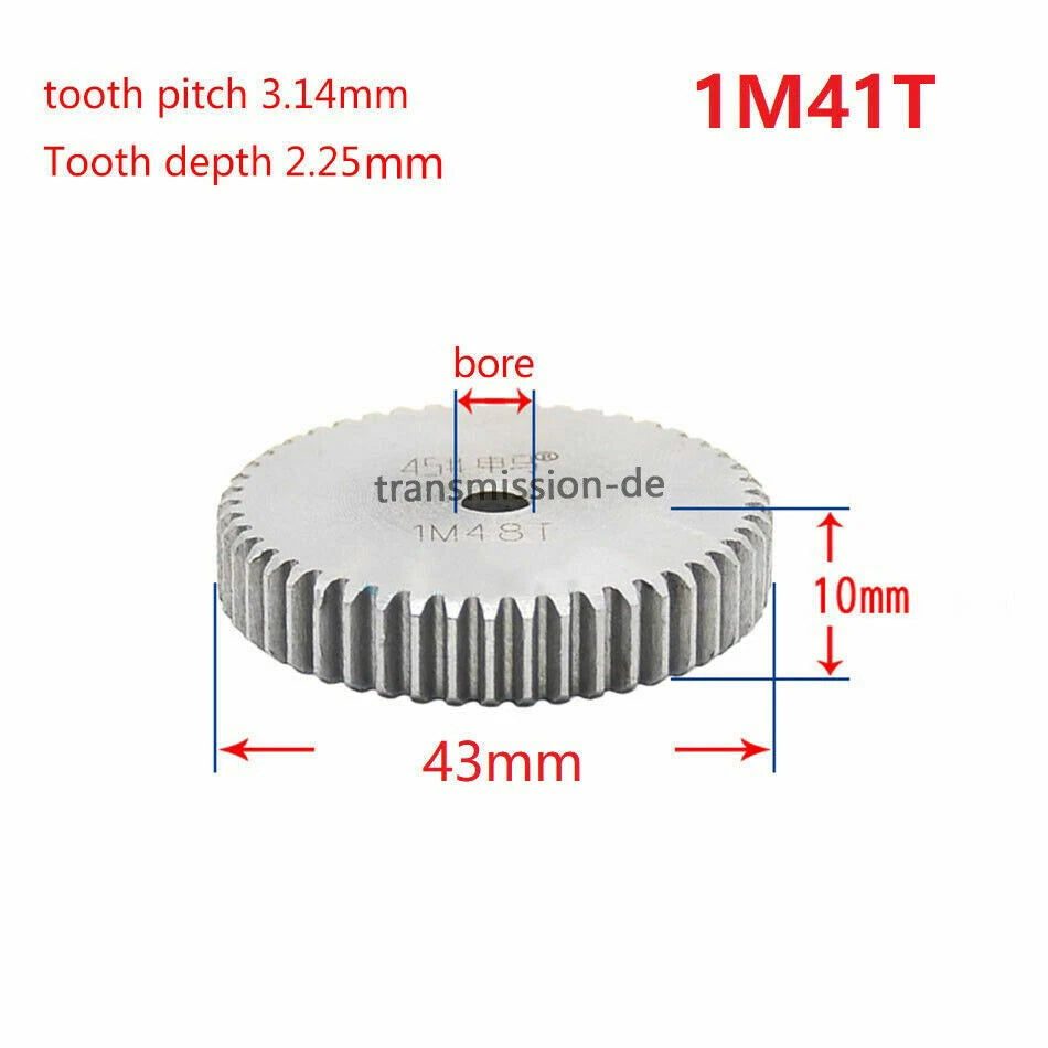 1/1.5 Mod 12T-150T Spur Gear 45# Steel Pinion Gear Thickness 1M-10mm 1.5M-15mm