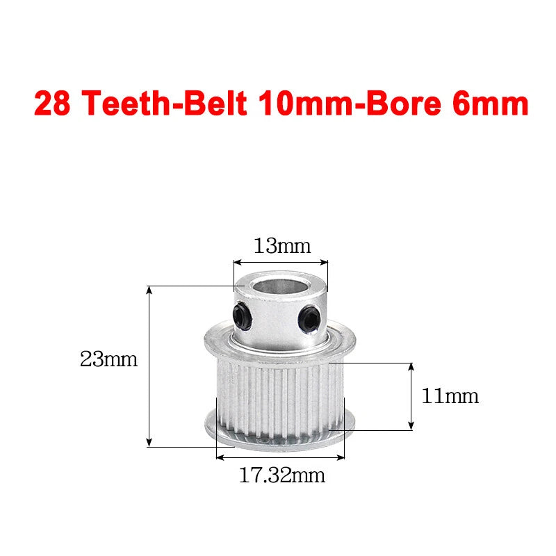 2GT Drive Pulley With Step 16 Tooth - 100 Tooth Bore 4mm - 25mm for 10mm Belt
